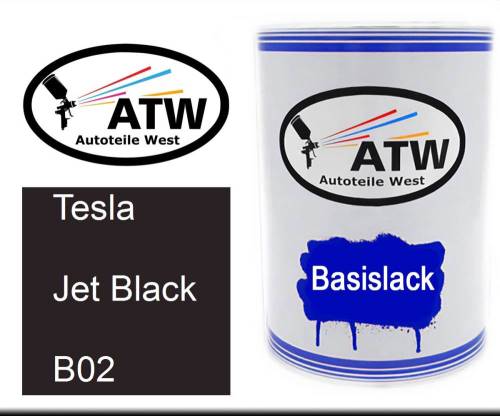 Tesla, Jet Black, B02: 500ml Lackdose, von ATW Autoteile West.